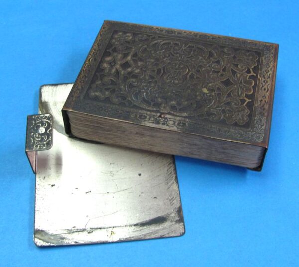 vintage metal swivel opening playing card case