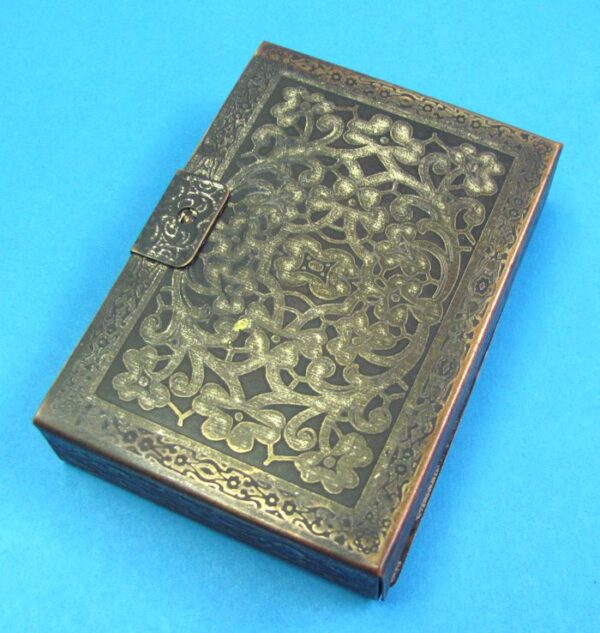 vintage metal swivel opening playing card case