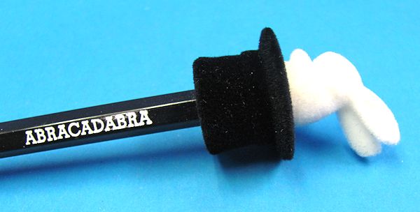 pencil with abracadabra and rabbit in top hat
