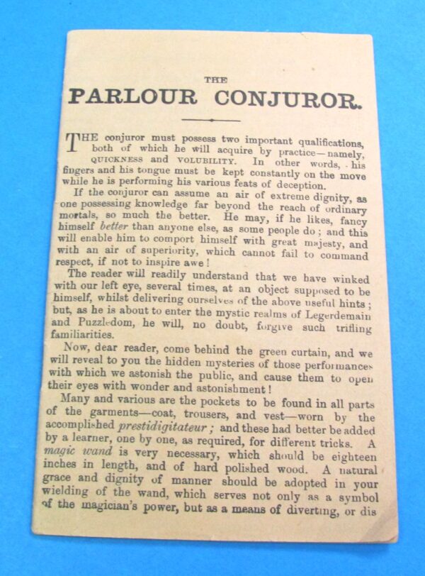 antique 32 page "the parlour conjuror" pamphlet