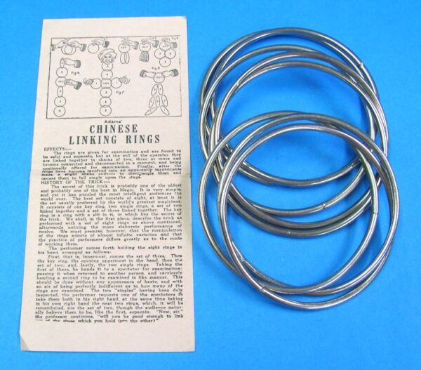 vintage adams' magic 3 1/2" linking rings