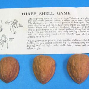 vintage three shell game with real walnut shells