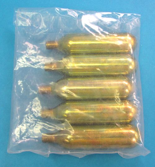 five unused co2 cartridges unmarked maker unknown