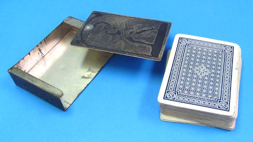 vintage metal swivel card box