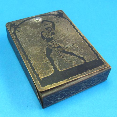 vintage metal swivel card box