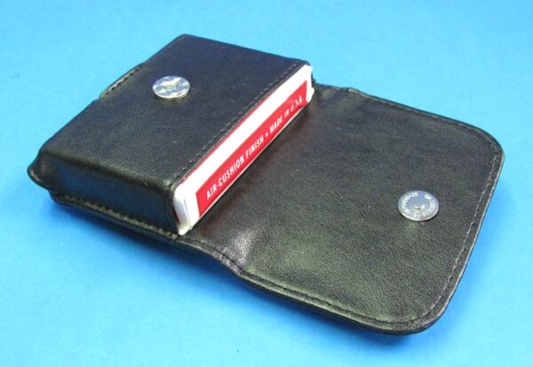 black leather bicycle card case carrier