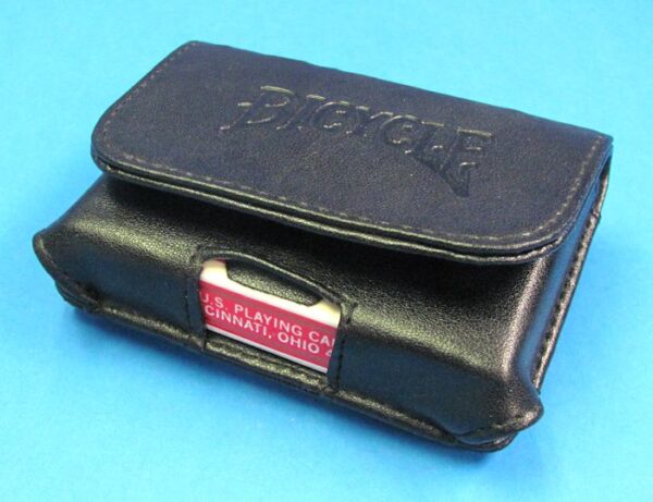 black leather bicycle card case carrier