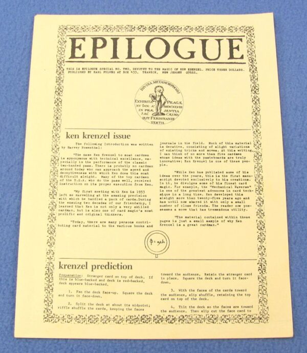 epilogue special no. two ken krenzel issue