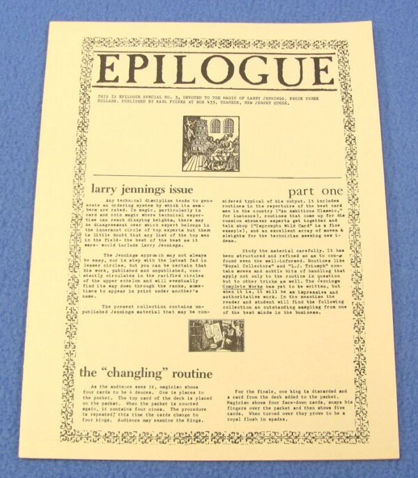 epilogue special no. three larry jennings issue part one