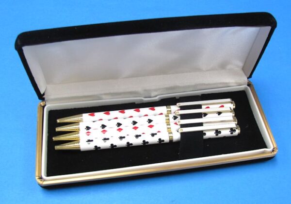 playing card pips pen set with case