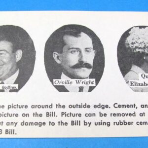3 famous people pictures for attaching to bills (vintage)