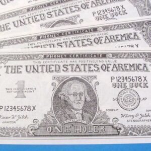 phony certificate jumbo one dollar bills 6 pack