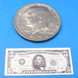 miniature five dollar bill novelty