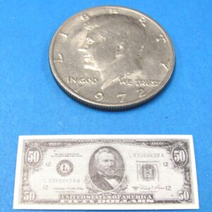 miniature fifty dollar bill novelty