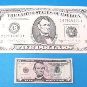 realistic jumbo five dollar bill