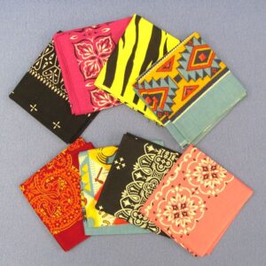 eight multi colored bandanas (nos)