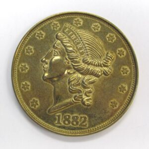 jumbo 3" metal coin 20 dollar gold piece 1882