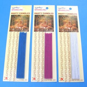 lot of 3 different colored sparkling party candles