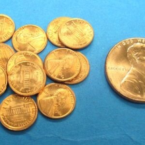 one dozen miniature pennies