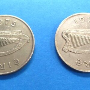 pair of 1975 irish 2 pence coins