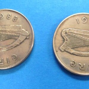 pair of 1988 irish 2 pence coins