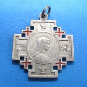 vintage religious ihs aluminum necklace pendant