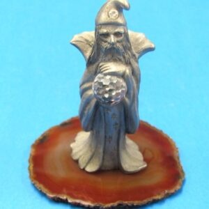 spoontiques pewter wizard holding crystal ball #pp536