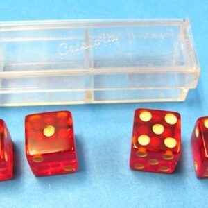 vintage crisloid red lucite trick dice set with case