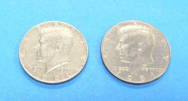 1981 kennedy half expanded shell with matching date real half
