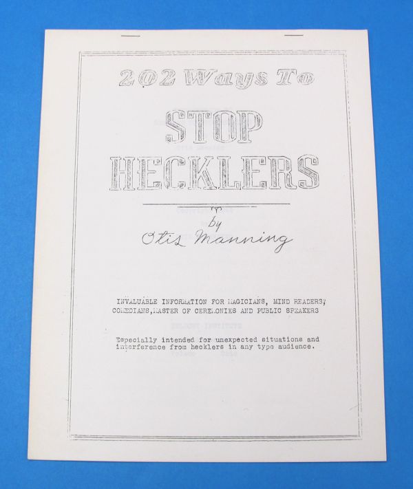 202 ways to stop hecklers by otis manning