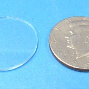 50 cent size glass disc for vanishing coin in glass of water with 1993 half dollar