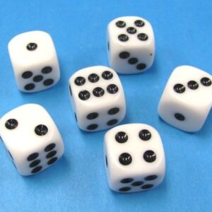 lot of 6 white plastic regular dice