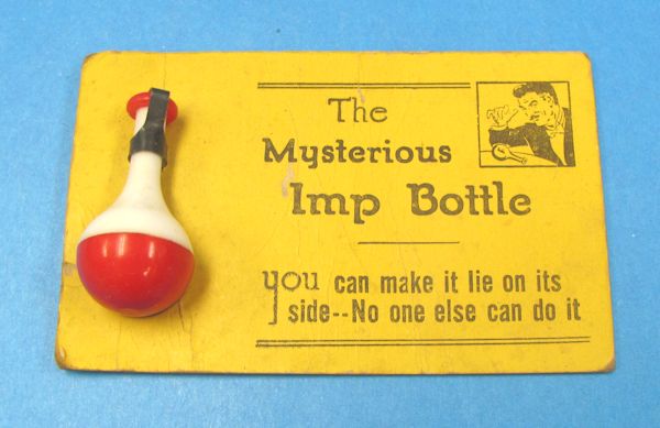 adams' mysterious imp bottle on card